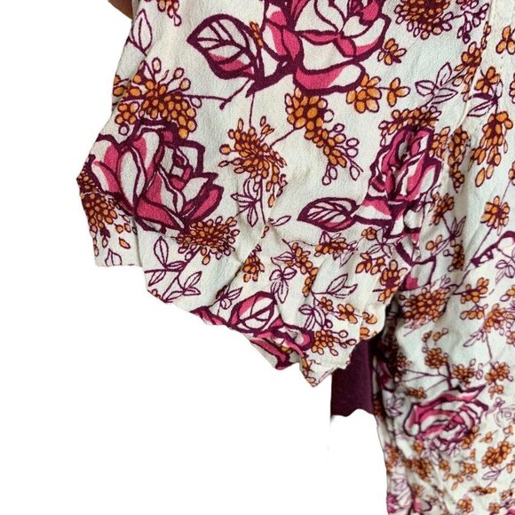 Anthropologie Porridge Womens Wine Floral Mixed Print Top Collar Button Down M - Picture 5 of 13